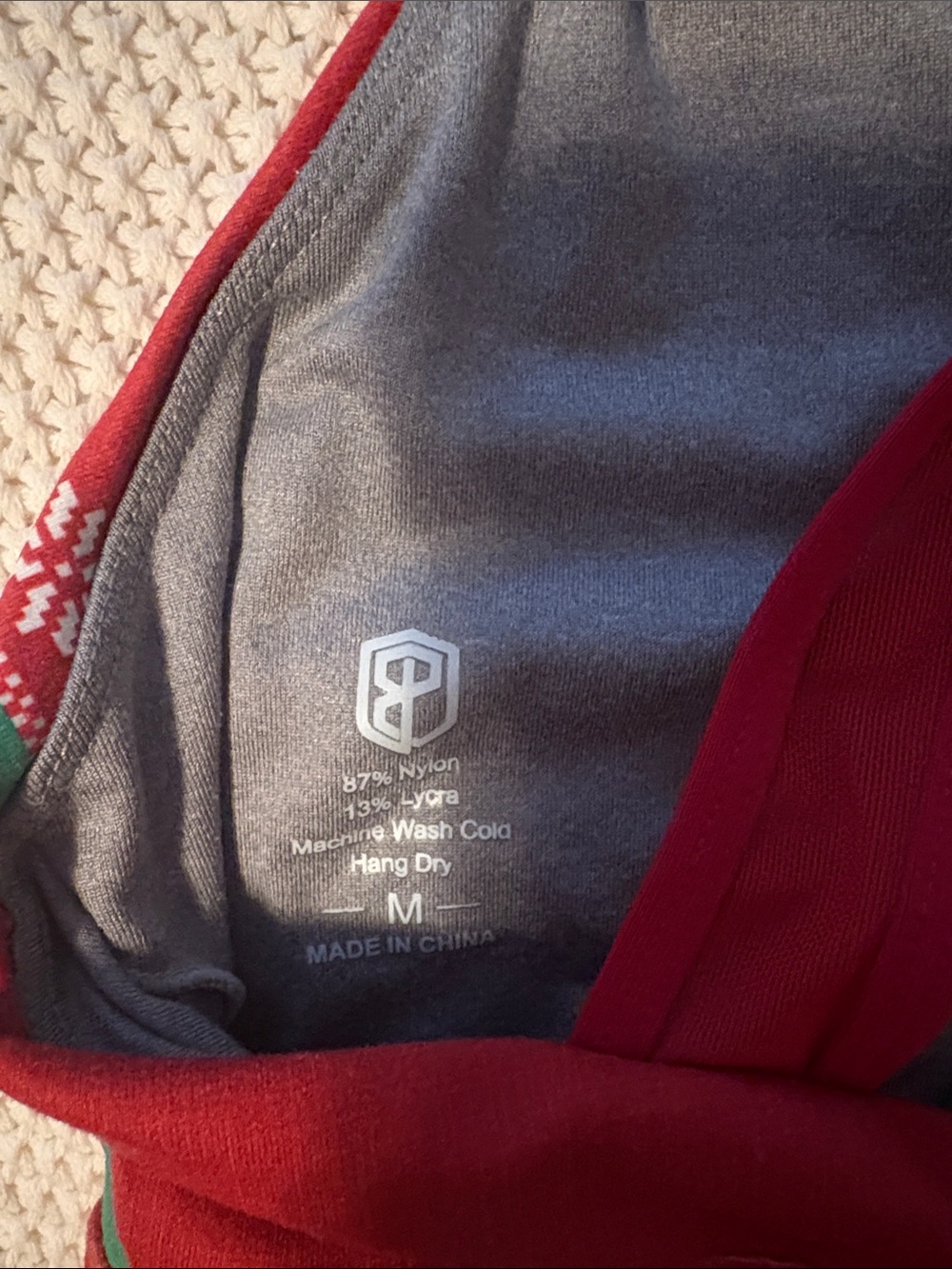 Born Primitive Red and Green Holiday Knit Sports Bra - Picture 3 of 3